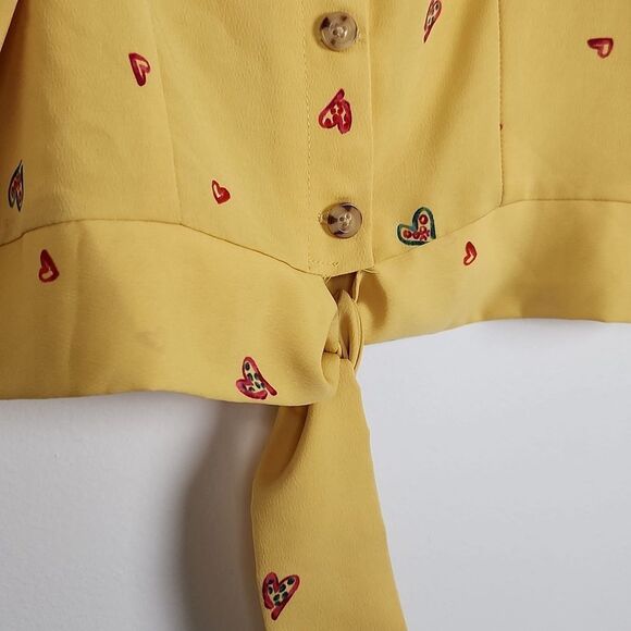 Papaya Heart Print Tie Front Crop Top - Picture 3 of 4